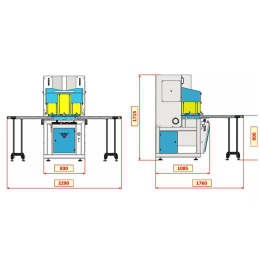 Yilmaz VK 420 - Двухголовая пила с верхней подачей пильных дисков для V образной резки