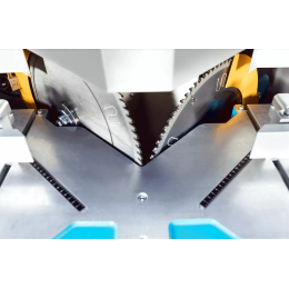 Yilmaz VK 420 - Двухголовая пила с верхней подачей пильных дисков для V образной резки